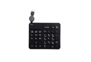 silicone rubber portable flexible 33 keys extended numeric keypad with retractable USB cable