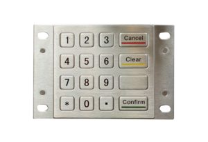Vandal proof 16 keys numeric metal keypad with Cancel and Confirm buttons
