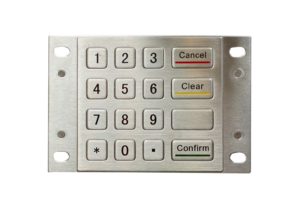 Vandal proof 16 keys numeric metal keypad with Cancel and Confirm buttons