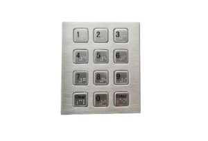 Vandal-proof stainless steel numeric keypad with Braille dots, IP65 numeric keypad