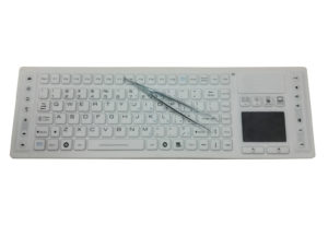 wireless white medical keyboard, black industrial keyboard, with integrated touch pad mouse, with multi-media keys