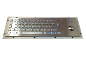 Illuminated stainless steel industrial keyboard with trackball of factory supply