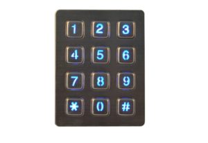 Access security control numeric keypad with 12 keys and LED backlight