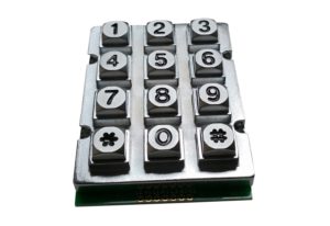 Black 12-key industrial numeric keypad with Taiwan circuit diagram for door access