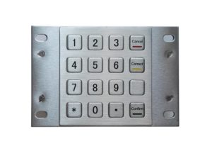 Rugged 4 x 4 stainless steel numeric keypad with RS232, Rs485, USB