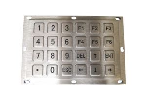 vandal proof 24 keys stainless steel numeric keypad with FN keys