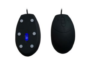 Black mini size medical silicone mouse with blue LED for hospital nurse