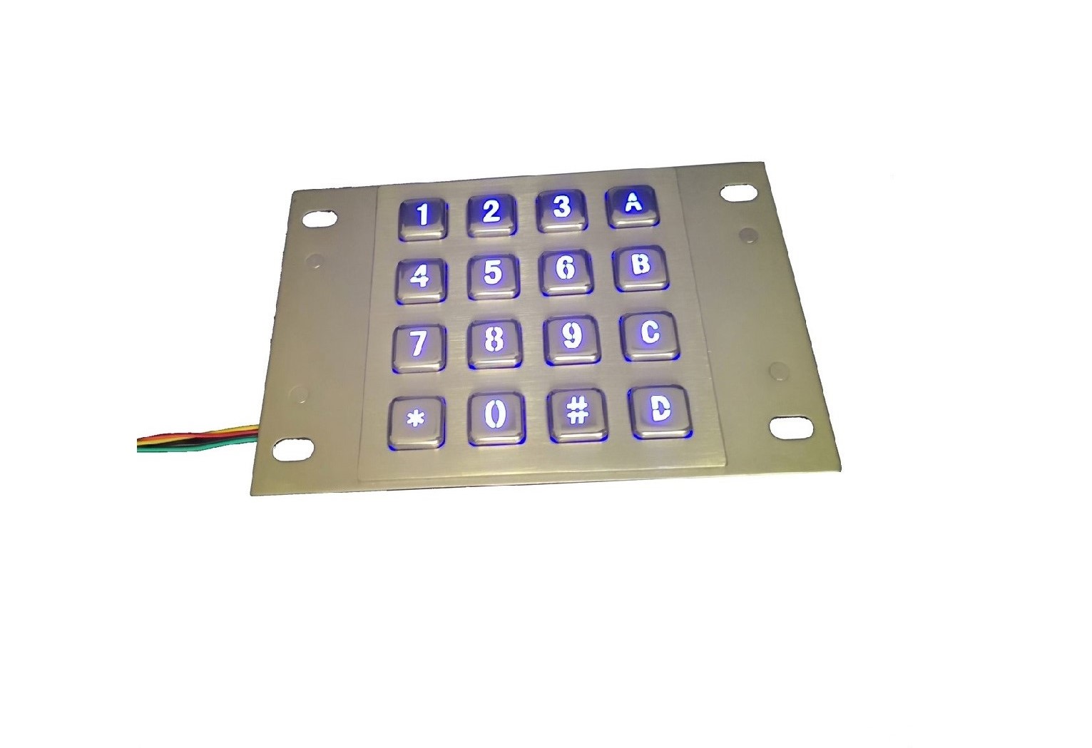 4 x 4 16 keys industrial metal numeric keypad with blue backlight