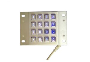 4 x 4 16 keys industrial metal numeric keypad with blue backlight