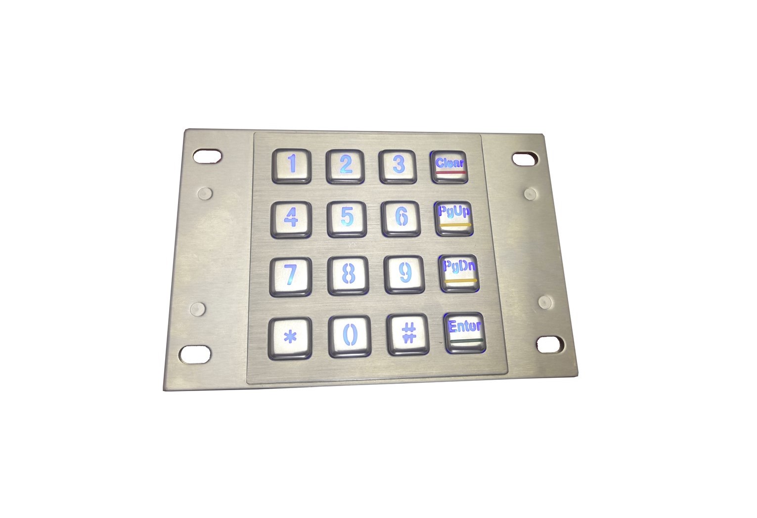 16 keys industrial metal numeric keypad with blue backlight and ABCD