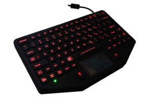 AMPS VESA x 75 vehicle mount military level keyboard with touch pad and red backlit